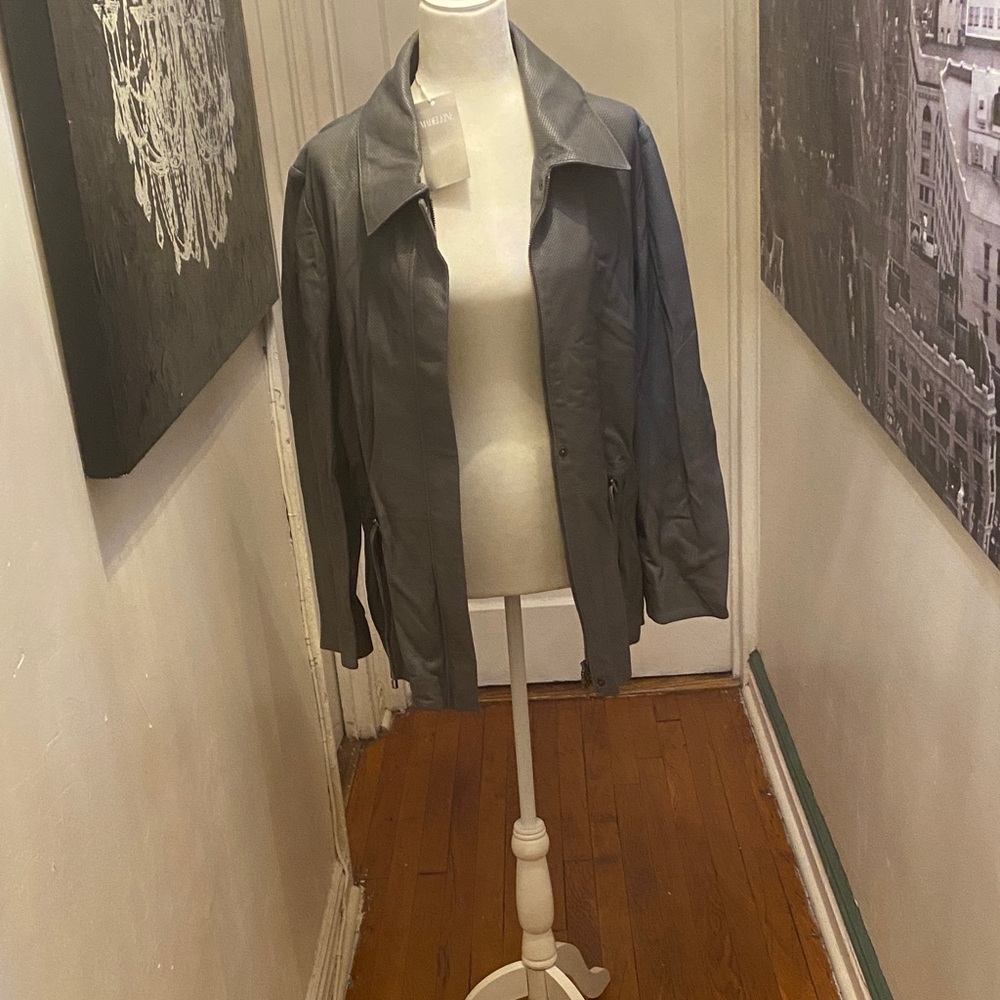 Women's Classic Gray Leather Jacket